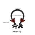 Detail of 1.2mm black horseshoe ring with red heart stones and black spider charms - Spider Style With Red Heart Gems(240403-21)