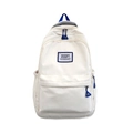 Zaino scolastico bianco avorio in stile giapponese con dettagli blu e grande capacità - Bianco