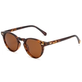 Polarized retro round sunglasses in tortoise shell frame with classic brown lenses - Tortoise / Tea Lens