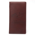 Dark red leather car insurance and registration holder with embossed sports car design - Burgundy