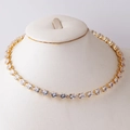 Detailed view of elegant gold choker necklace featuring heart-shaped zircon stones - Heart Zirconia Style A / Gold