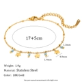 Detailansicht des 18K vergoldeten Edelstahlarmbands mit Sternanhänger und Größenangaben - Pentagramm Stern Design (Gold-3)