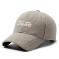 Casquette de baseball en tweed kaki avec broderie Sweet blanche et tissu texturé - Réglable / Gris