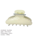Pinza per capelli bianca in acetato con strass stile vintage da 10cm - Bianco Sporco