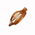 Translucent amber plastic fish tail hair clip with multi-tooth grip for secure styling - Glossy Dark Brown