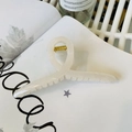 Translucent milky white twisted hair claw clip with golden spring on book background - 13cm Hanger Type / Jelly White