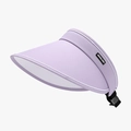 Purple open top sun hat with a wide brim and adjustable buckle strap for UV protection - Purple