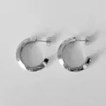 Silver-toned stainless steel C-shaped hoop earrings with a hammered texture variant - Thick C Style (NE93056) / 25mm / Steel