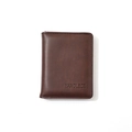 Short fold bifold dark brown PU leather wallet for men with textured finish - Coffee