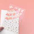 Pink gradient butterfly facial stickers with iridescent AB rhinestones for eye makeup - Pink Gradient Butterfly Rhinestones (BJA-607)
