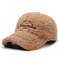 Brown fleece baseball cap with Newaska 1985 embroidery for autumn and winter warmth - Adjustable / Deep Beige