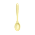 Pale yellow silicone slotted spoon with integrated design and three drainage holes - Slotted Spoon / Yellow