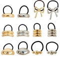 12-teiliges Punk-Haargummi-Set mit goldenen und silbernen geometrischen Metallanhängern - Set 29 (12-teilig Multi-Style Gold/Silber Mix Set)
