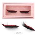 Dramatic black false eyelashes with red glitter lash line in a pink glitter gift box - Red Glitter (YY-11)