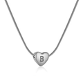 Minimalist silver stainless steel snake chain necklace with heart letter B pendant - Heart Letter B Style (ZS005+066-B)