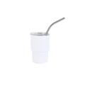 3oz white stainless steel mini tumbler with clear lid and reusable metal straw - White
