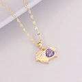 Macro detail of 18K gold necklace pendant with blue glitter inlay and sparkling crystals - Sheep (8# Sheep)