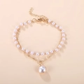 Vintage gold double-layer pearl anklet with minimalist chain and large pearl drop pendant - Gold Pearl Bracelet