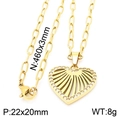 Collana in acciaio al titanio dorato con ciondolo a cuore traforato e micro-pave - Collana a Cuore Cavo (KN232002-KFC) / Oro