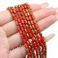 Oval red faceted crystal bead with gold plated edge for DIY jewelry making - Approx 50pcs/Strand / 4x6MM / Solid Orange Red