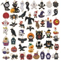 Set de dijes de Halloween esmaltados con calabaza fantasma y murciélago para joyería DIY - Juego Mixto de 50 Piezas de Esmalte de Halloween