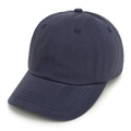 Detailed side view of navy blue cotton baseball cap with curved brim and eyelets - Navy Blue