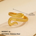 Adjustable golden snake ring in stainless steel with detailed scale texture and 2g weight - Gold Ring 244