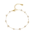 Irregular pearl charm bracelet in gold-plated stainless steel with lobster clasp - White Baroque Pearl