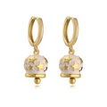 Pendientes de campana dorados con esmalte blanco y estrellas, joyería elegante - Blanco