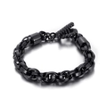 Pulsera de cadena negra de acero inoxidable pulido con cierre OT para hombres - Negro (KB146749-KFC)