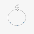 S925 Silberarmband mit drei eleganten blauen Zirkonia-Dreiecken an einer feinen Kette - Silber