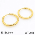 Classic 16x2mm 18K gold plated stainless steel hoop earrings in a glossy finish - 16*2mm Gold Ke113174-zz / A Pair Of [inner Diameters]