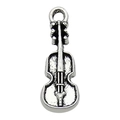 Antique silver violin musical instrument pendant with top ring for DIY jewelry making - 1Pc Guitar 8x20mm