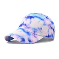 Detail of blue and pink tie-dye gradient cotton baseball cap with curved brim - Adjustable / Blue Pink White Tie-Dye (11)