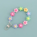 Cute candy-colored resin flower keychain with pastel beads and metal clasp - Macaron Colorful Flower Style (B343-6)