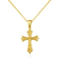 Élégant collier en acier inoxydable doré avec pendentif croix vintage pour femmes - Style Croix En Relief Vintage (No.12)