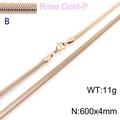 Flat snake chain necklace in rose gold finish measuring 600mm x 4mm with polished surface - Rose Gold 4mm Width 600mm Length(KN203533-Z)