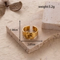 Adjustable gold knotted stainless steel ring with elegant minimalist intertwined design - Knot Wrap (MN491)