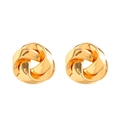 Polished gold twisted knot earrings with geometric 3D woven design for women - Knot Stud Style (9531) / Gold
