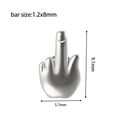Clou d'oreille doigt d'honneur en acier inoxydable poli, taille 1,2x8 mm - 1.2x8mm / Paume en Argent