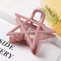Matte pink star-shaped hair claw clip with a hollow design and frosted finish - 7.5cm / Deep Pink