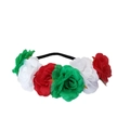 Blumenstirnband mit roten, weißen und grünen Rosen auf einem schwarzen Elastikband - Grün Weiß Rot