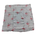 Couverture d'emmaillotage en mousseline blanche pour bébé avec motifs de flamants roses - Un flamant rose