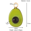 Detail view of avocado acrylic fruit charm with 17mm height and 10mm width measurements - Avocado