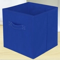 Foldable navy blue fabric storage cube with reinforced handle for closet organization - Cloth Handle / Large (28*28*28cm) / Dark Blue