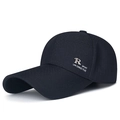 Dunkelblaue Herren-Sportkappe mit langem Schirm und besticktem R-Logo-Detail - Verstellbar / Marineblau