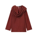 Camisa roja oscura de manga larga con textura plisada vertical y elegante cuello bufanda - XS / Rojo Oscuro