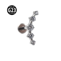 G23 titanium flat back stud with five-stone curved zirconia for lip and ear piercings - Style 4-Silver Color