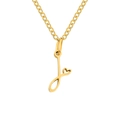 Elegant gold stainless steel necklace with cursive letter J and heart pendant detail - Letter J (J-Gold) / Gold