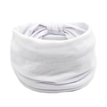 Minimalist bohemian white elastic sports headband with a smooth knitted texture - White